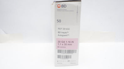 BD 381434 BD Insyte Autoguard Shielded IV Cath. 20Ga x 1.16inch (x) - Box of 50
